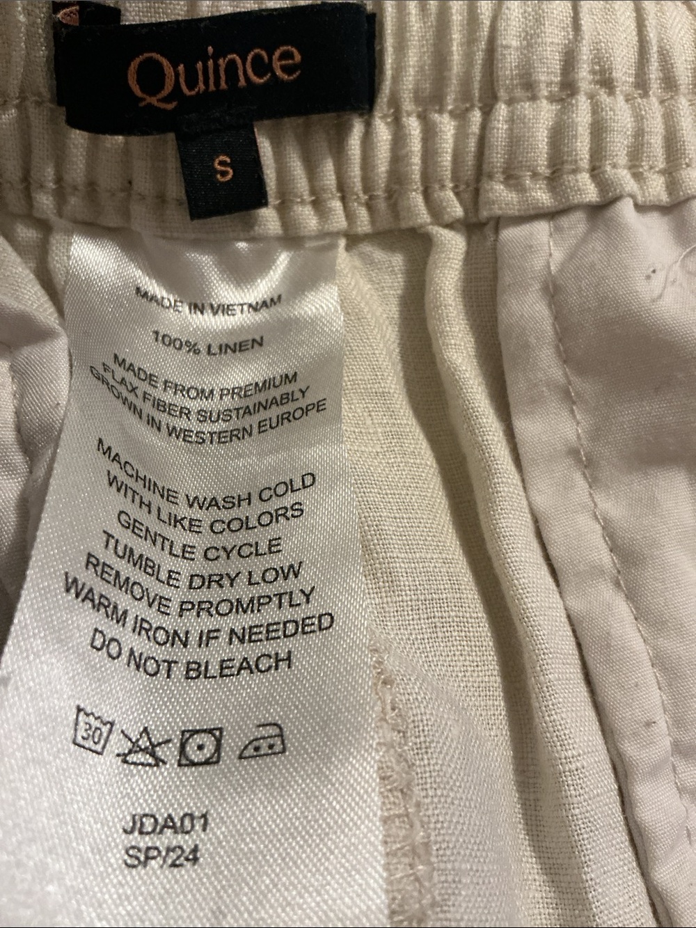 Quince Casual Drawstring 100% European Linen Shorts- Khaki - Picture 5 of 5